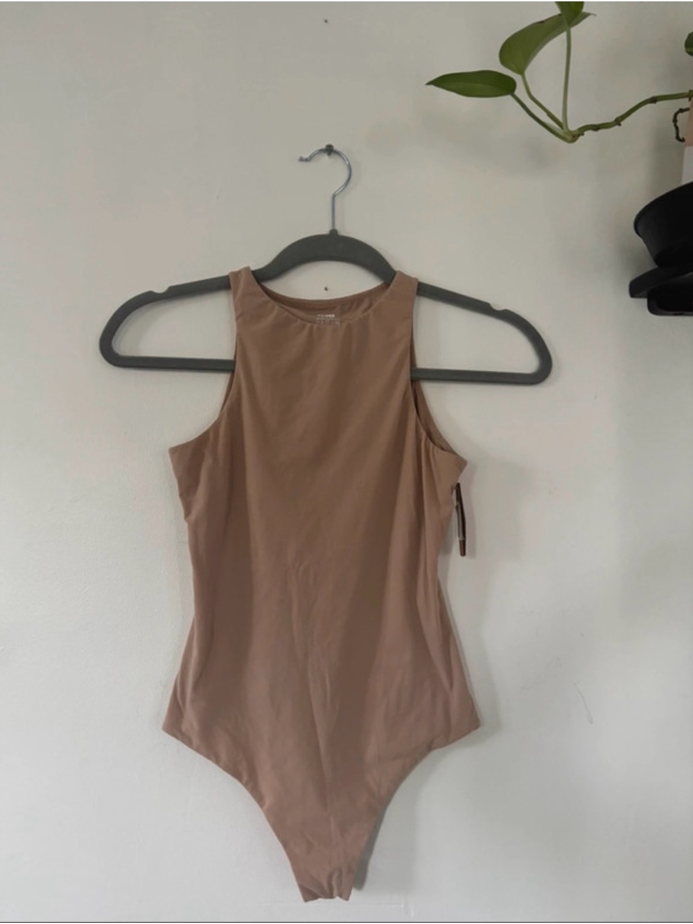 SKIMS Sleeveless High-Neck Bodysuit in Taupe